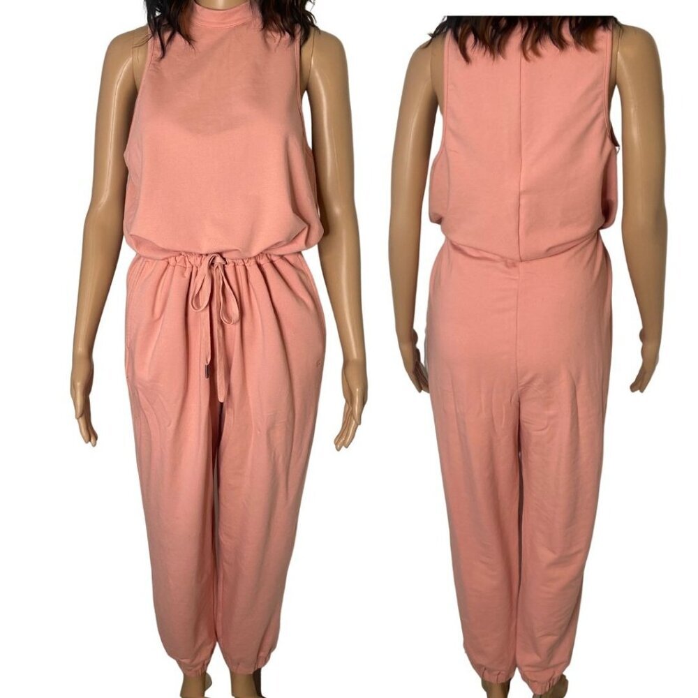 Sweaty Betty Kaya Slouchy Mock Neck Sleeveless Jumpsuit With Pockets Pink Size S